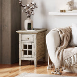 Jofran Inc. Rustic Shores Farmhouse Usb Charging End Table With Storage, Scrimshaw