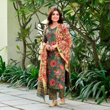 Gosriki Women'S Rayon Blend Printed Straight Kurta With Pant & Dupatta (Fta Green-Nrk-Gs_S_Green_Small),Green,,B0CYQFN8HQ