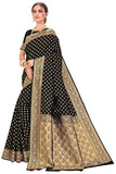 Glory Sarees Womens Jacquard Silk Blend Saree (Kara128_Black
