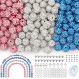 YONOVO 256Pcs Rhinestone Beads 10mm Kit for Jewelry Making, 3 Colors Round Disco Ball Beads Set with Cross Charms and Accessorie