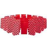 Hallmark Red Party Favor and Wrapped Treat Bags, Assorted Designs (30 Ct., 10 Each of Chevron, White Dots, Solid) for Christmas,