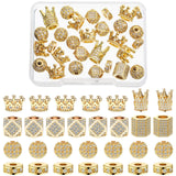 40 Pieces King Crown Charms 8mm Round Rhinestone Beads Hexagon Big Hole Spacer Beads Bracelet Connector for DIY Xmas Jewelry Cra