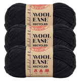 Lion Brand Yarn Wool-Ease Recycled Worsted-Weight Yarn for Knitting and Crochet, Black, 3 Pack, Wool and Acrylic Blend Fiber Per