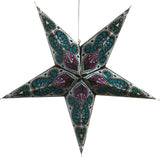 Peacock Light Blue Paper Star Lantern with 12 Foot Power Cord Included