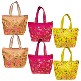 Timatim Womens Embroidered Handbag with Zip | Ethnic Hand Carry Purse for Ladies | Return Gift Bags for Wedding, Haldi, Mehendi,