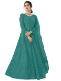 PATLANI Women Light Rama Long Gown, Net with Ultra Satin Inner Ethnic Flared Gown for Girl's/Women's Semi Stitched Gown (Light R