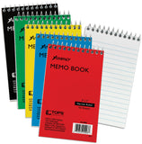 Memo Notebook, Top Spiral, Ruled Narrow 50 Shts, 3 quot;x5 quot;, Ast