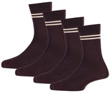 Rc. Royal Class Boys & Girls Brown Colour With Beige Strips Organic Cotton Calf Length School Socks (Pack Of 4 Pairs)(Free Size)