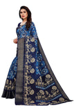 Gosriki Women'S Linen Cotton Floral Printed Saree With Blouse Piece (Yajna Blue_Blue),Blue,,B097ZPWVCH