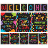 Decorably 15 Chalkboard Welcome Back to School Bulletin Board Posters, Inspirational, Matte-Laminated Classroom Decorations - fo