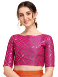 OOMPH! Jacquard Pink Readymade Blouse for Women - rbbl148s