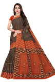TAMAIRA FASHION Womens Plain Weave Pure Cotton Saree Without Blouse Piece(AB15_BrownandRustbrown)