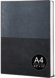 CAGIE A4 ColorBlock Notebook Journal, PU Leather Softcover, Black