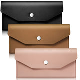 3 Pieces Leather Cash Envelopes Wallet - Budget Bag Waterproof Flat Metal Snap Reusable Purse for Cash Cards - Women Girls Weddi