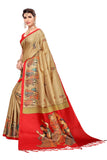 Gosriki Women'S Silk Blend Saree (Raja-Rani-Chiku_Beige),Beige,,B07T88S3QS