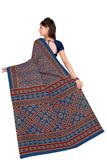 Tamaira Fashion Womens Plain Weave Pure Cotton Saree Without Blouse Piece (2225_Ikkat_Stunning Blue)