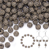 200pcs 10mm Gray Rhinestone Beads for Jewelry Making, Shiny Round Shamballa Disco Ball Beads Bulk, Sparkle Crystal Clay Christma
