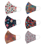 Star Work Cotton Reuseable Face Mask (Without Valve, Pack Of 6) For Men & Women, Multi Flower Mask