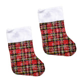 Forty Wings 2 Pcs Large Plaid Chacks Candy Bag and Stocking Socks Treat Bag Goody Bag Gift Wrappig Bag Santa Claus Haversack Bag