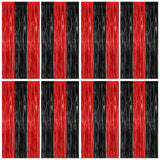 8 Pack 3.28 FT x 7.05 FT Tinsel Foil Fringe Backdrop, Glitter Silver Fringe Tinsel, Metallic Foil Curtains Door Streamer Disco P