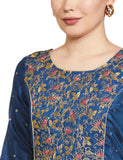 Aurelia Blue Embroidered Zari Regular Kurta For Women Blue S