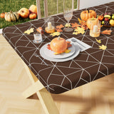 misaya Rectangle Vinyl Tablecloth, 6 Foot Elastic Fitted Table Cover with Flannel Backing, 100% Waterproof Plastic Table Cloth f
