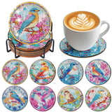 Sitsink Hummingbird Diamond Art Coasters - 8 Pcs DIY Hummingbird Birds Flower Diamond Painting Coasters Kits with Holder for Adu