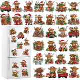 Remuuly 30 Pcs Christmas Cow Diamond Painting Magnets Christmas Diamond Art Magnet Kits for Adults Xmas Animal Refrigerator Stic