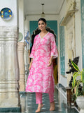Anni Designer Women'S Rayon Blend Straight Printed Kurta With Pant (Sinamika Pink-Vks01_Xxl_Pink_Xx-Large),Pink,2XL,,,