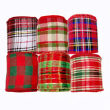 Meseey Red and Green Plaid Christmas Ribbon 2.5 Inch Total 30 Yard Tartan Plaid Wired Ribbons for Topper Bow,Wreath,Gift Wrappin