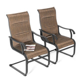 NUU GARDEN Patio Dining Chairs Set of 2, All Weather Outdoor Padded Textilene Patio Chairs, Breathable Spring Motion Textile Hig