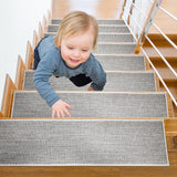 Heavyduty 100% Polyester Weaving Thick Self Adhesive Stair Treads, Residue Free Non-Slip Stair Carpets, Machine Washable Reusabl