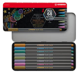 STABILO Metallic Premium Felt Tip Pen Pen 68 Metallic - Tin of 8 - Assorted Colours