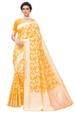 Glory Sarees Womens Banarasi Artificial Silk Saree With Blouse Piece (Kara124_Yellow)