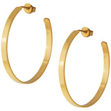 Flat Hoop Golden Post Earrings