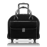 W Series | GLEN ELLYN | 15 Leather Patented Detachable Wheeled Ladies Laptop Briefcase Black