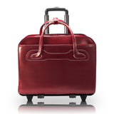 W Series | WILLOWBROOK | 17 Leather Patented Detachable Wheeled Ladies Laptop Briefcase Red