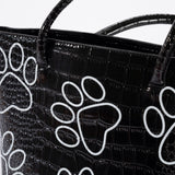 Patterned Paw Faux Leather Handbag