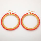 Beaded Gold-Plated Circle Earrings