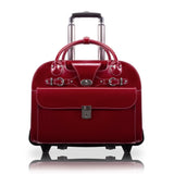 W Series | ROSEVILLE | 15 Leather FlyThrough CheckpointFriendly Patented Detachable Wheeled Laptop Briefcase Red