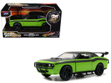 Lettys Dodge Challenger SRT8 Green with Matt Black Top and Hood and Black Stripes Furious 7 (2015) Movie Fast & Furious 25th