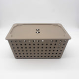 2-Pc Maxi Basket Set With Lid 15 X 11 X6 Warm Gray