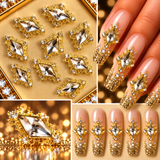 Queen - Nail Charms 10pc - #015 Gold White Diamonds