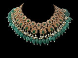BR500 Kafiya bridal set in golden / champagne stones and green beads ( READY TO SHIP )