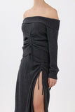 Cashmere Off-the-Shoulder Sweater in Gray