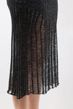 Luxe Ribbed Midi Skirt in Black