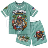 Dabbing Banana Retro American Flag Baseball Jersey Set – Toddler Athletic Mesh Outfit