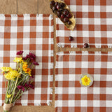 Dii Heavyweight Fringed Check Tabletop Collection, Placemat Set, 13X19, Cinnamon, 6 Piece