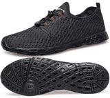 DOUSSPRT Men's Water Shoes Quick Drying Sports Aqua Shoes Dark Allblack Size 12.5
