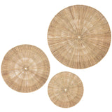 Artera Home Wicker Wall Decor- Set of 3 Oversized Woven Seagrass Wall Plaques Unique Wall Art for a Bedroom Living Room or Office Space-New
